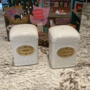 White Ceramic Salt and Pepper Shakers